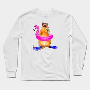 Swimming Pool Cat Long Sleeve T-Shirt